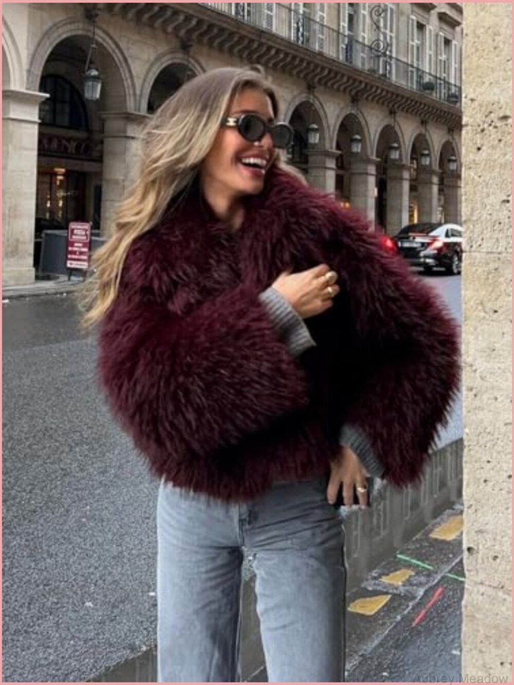 Cropped Faux Fur Coat Long Sleeve Lapel Collar Winter Warm Jacket - Picture 3 of 6